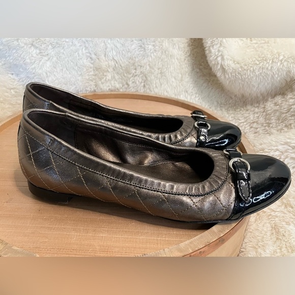 AGL Monika Cap Toe Ballet Flats Copper & Patent Leather Buckle Accent Sz 38/Us 8 - Picture 2 of 13